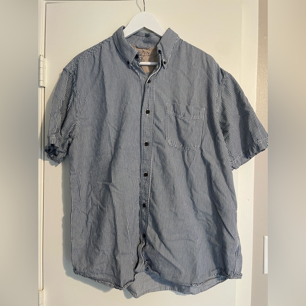 Austin Clothing Co. Navy and White Striped Button Down Shirt